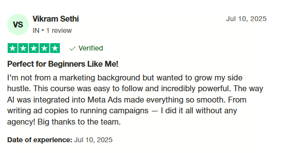 Testimonial from a successful student 2